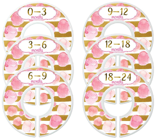 Nursery Closet Dividers Closet Organizers Baby Girl Clothes Dividers Pink Gold Stripes